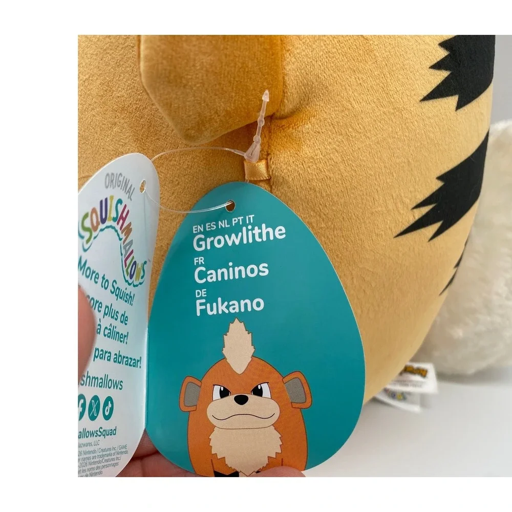 Squishmallows Pokemon Growlithe 10 Inch Plush Jazwares New With Tags NWT